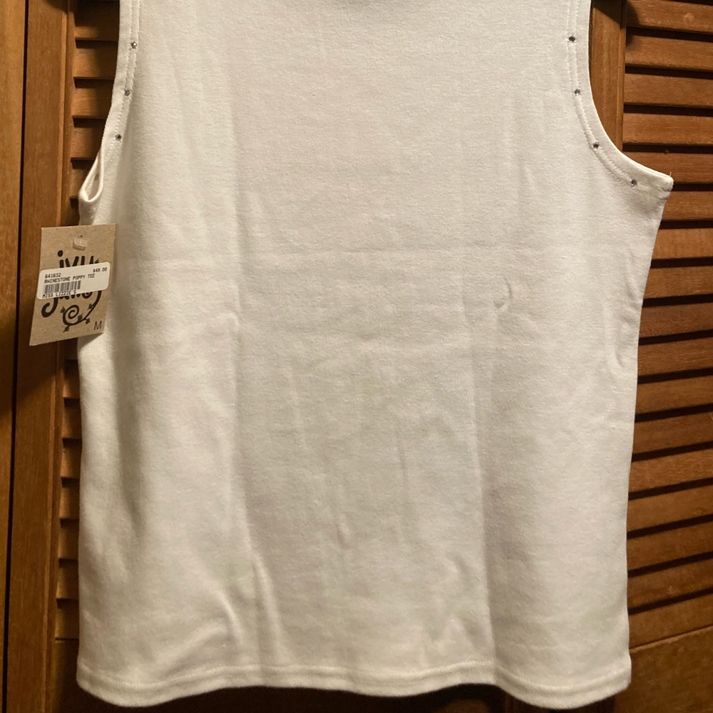Ivy Jane White Poppy Tee Shirt with Rhinestone Embellishments - Picture 13 of 13
